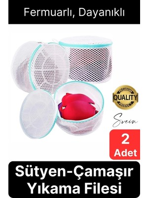 Svein Premium 2 Adet Iç Çamaşır Sütyen Yıkama Filesi Fermuarlı Yırtılmaz Çorap Temizlik Torbası Dayanıklı