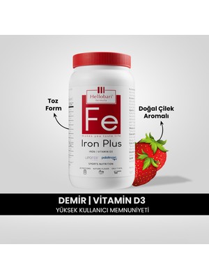 Hellobari Formula Iron Plus | Doğal Çilek Aromalı | 28 Porsiyon