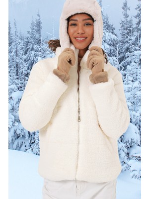 Bigdart 5178 Astarlı Peluş Mont - Beyaz