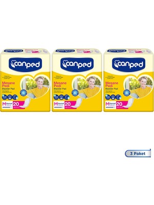 Canped Kadın Mesane Pedi M Beden 60 Adet – Yüksek Emici Tanecikli, İdrar Kaçırma Sorununa Karşı Güvenli Koruma
