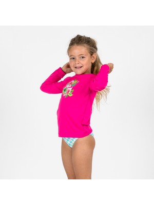 Olaian Çocuk Slim Fit Uzun Kollu UV Korumalı Tişört - Pembe - Desenli - 100