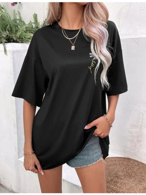 Papatya Baskılı Yazlık Pamuklu Kumaş Oversize Kalıp Tshirt Salaş