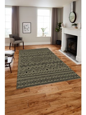 Napoli Home Baskılı Iskandinav Desen Etnik Yıkanabilir Yolluk Mutfak Salon Halısı, Iskandinav-55-Bej,