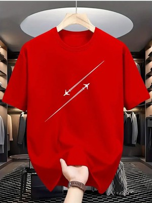 Woodroffe Erkek Uçak Grafiklı T-Shirt Yeni Sezon Oversize Salaş