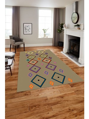 Napoli Home Baskılı Iskandinav Sade Modern Yıkanabilir Yolluk Mutfak Salon Halısı, Iskandinav-49-Bej,