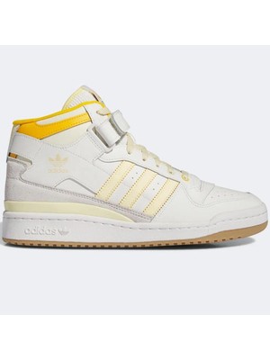 adidas Orijinal Forum Mid Unisex Leather Sneaker Bilekli Hakiki Deri Günlük Spor Ayakkabı Beyaz Sarı