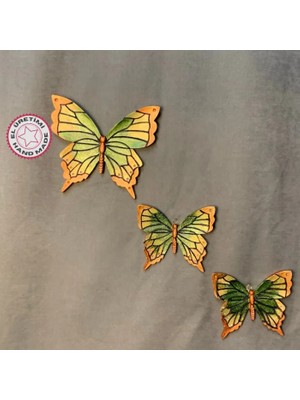 Uretti - Hülya 6683 El Yapımı Dekoratif Üçlü Kelebek Duvar Süsü Seti