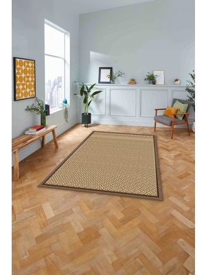 Napoli Home Dijital Baskılı Jüt Hasır Model Yıkanabilir Yolluk Mutfak Salon Halısı, Jüt-22-Bej,