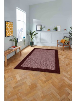 Napoli Home Dijital Baskılı Jüt Hasır Görünümlü Model Yıkanabilir Yolluk Mutfak Salon Halısı, Jüt-23-Bordo,
