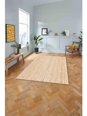 Napoli Home Dijital Baskılı Jüt Model Yıkanabilir Yolluk Mutfak Salon Halısı, Jüt-25-Bej,