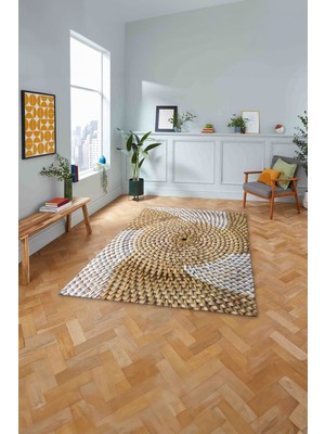 Napoli Home Dijital Baskılı Jüt Hasır Model Yıkanabilir Yolluk Mutfak Salon Halısı, Jüt-27-Bej,