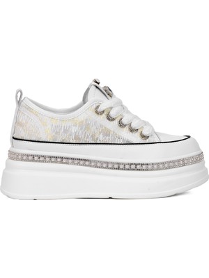 Guja 25Y423-3 Kadın Taşlı Yürüyüş Ayakkabısı Beyaz