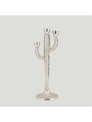 Vitale Silver Metal Kaktüs Şamdan 13*13*39 cm