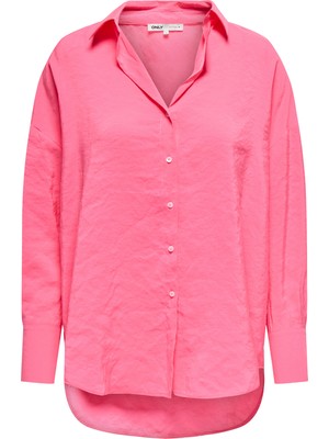 Only Kadın Onlzazıma Ön Kısa Arka Uzun Rahat Kesim Gömlek 15272523 Pembe