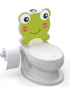 Dolu Oyuncak Dolu Eğitici Kurbağa Klozet 28x41x43,5 cm Çocuklar İçin Beyaz Renkli Eğlenceli Tasarım