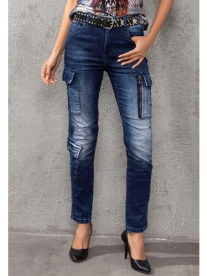 WD531 Kargo Cepli Basic Kadın Jean Pantolon