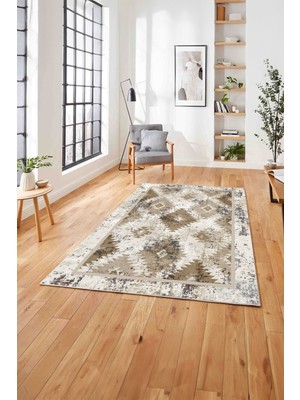 Napoli Home  Klasik Kilim Desen Dijital Baskılı Yıkanabilir Kaymaz Yolluk Mutfak Salon Halısı, Klasik-76-Kahve,