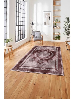 Napoli Home  Baskılı Klasik Geleneksel Model Yıkanabilir Kaymaz Yolluk Mutfak Salon Halısı, Klasik-32-Bordo,