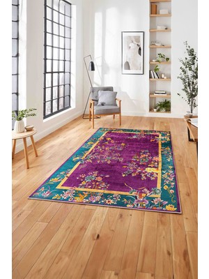 Napoli Home  Klasik Ağaç Figürlü Baskılı Yıkanabilir Kaymaz Yolluk Mutfak Salon Halısı, Klasik-61-Renkli,