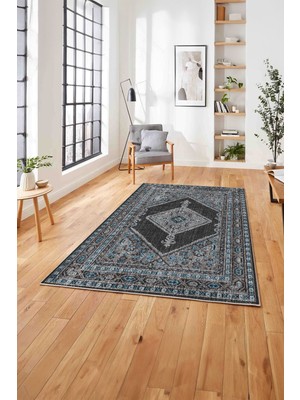 Napoli Home  Klasik Ahlat Dijital Baskılı Yıkanabilir Kaymaz Yolluk Mutfak Salon Halısı, Klasik-65-Antrasit,