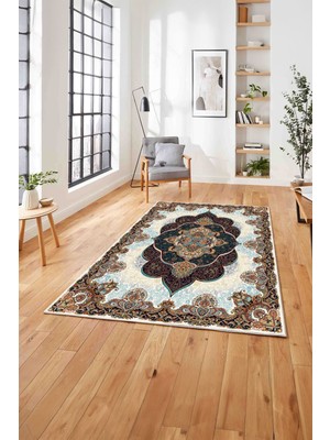 Napoli Home  Klasik Vektörel Model Baskılı Yıkanabilir Kaymaz Yolluk Mutfak Salon Halısı, Klasik-69-Renkli,