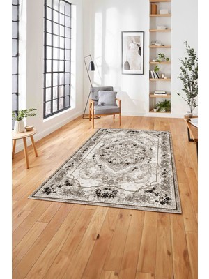Napoli Home  Klasik Otantik Model Baskılı Yıkanabilir Kaymaz Yolluk Mutfak Salon Halısı, Klasik-70-Kahve,