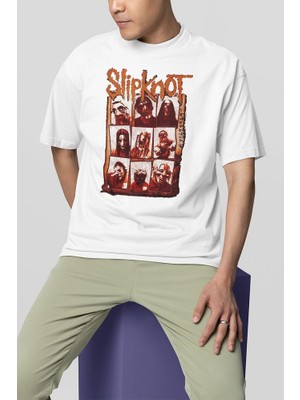 Sevbano Slipknot Baskılı Unisex Oversize Müzik Grubu Tişört