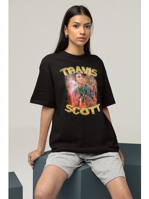Sevbano Travis Scott Rapper Baskılı Unisex Oversize Tişört