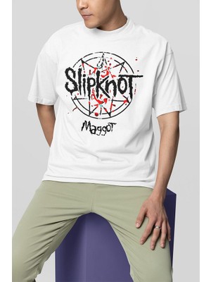 Sevbano Slipknot Maggot Müzik Grubu Baskılı Unisex Oversize Tişört