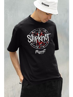 Sevbano Slipknot Maggot Müzik Grubu Baskılı Unisex Oversize Tişört