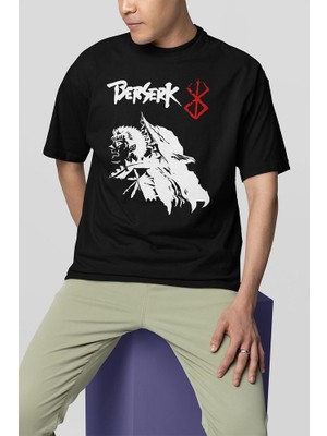 Sevbano Berserk Karakter Baskılı Unisex Tişört, Oversize Anime Tişört