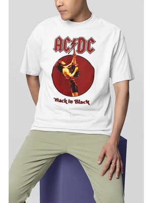 Sevbano Ac Dc Back In Black Baskılı Unisex Oversize Rock Metal Tişört
