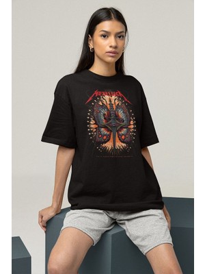 Sevbano Tasarım Metallica Rock Metal Müzik Grubu Baskılı Unisex Oversize Tişört