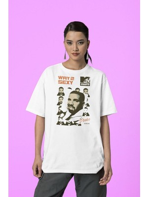 Sevbano Way 2 Sexy Drake Rapper Baskılı Unisex Tişört, Oversize Rap Tişört
