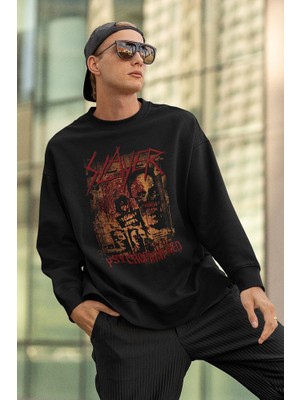 Sevbano Slayer Psychopathy Red Baskılı Unisex Oversize Sweatshirt