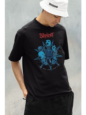 Sevbano We Are Not Your Kind Slipknot Baskılı Unisex Oversize Rock Metal Tişört