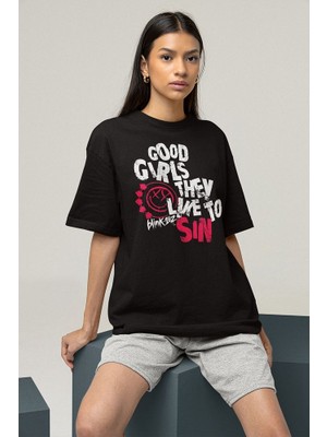 Sevbano Good Girls They Like To Sın BLINK-182 Baskılı Unisex Oversize Tişört