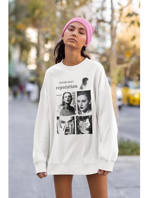 Sevbano Taylor Swift Reputation Baskılı Unisex Oversize Şarkıcı Sweatshirt