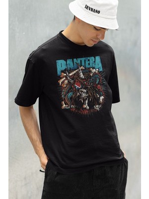 Sevbano Pantera Rock Metal Müzik Grubu Baskılı Unisex Oversize Tişört