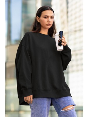 Sevbano Baskısız Unisex Oversize Basic Sweatshirt