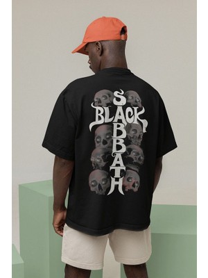 Sevbano Tasarım Baskılı Müzik Grubu Baskılı Unisex Oversize Black Sabbath Tişört