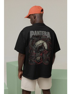 Sevbano Müzik Grubu Pantera Baskılı Unisex Oversize Metal Rock Tişört