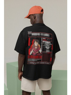 Sevbano Monkey D. Luffy Baskılı Unisex Oversize Anime Karakter Tişört