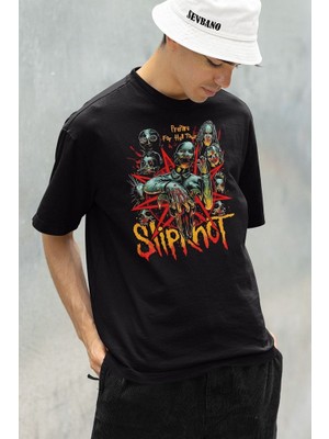 Sevbano Prepare For Hell Tour Slipknot Baskılı Unisex Oversize Rock Metal Tişört
