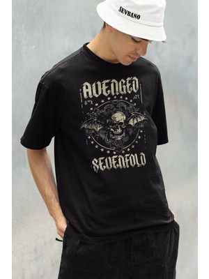 Sevbano Vintage Avenged Sevenfold Baskılı Unisex Oversize Rock Metal Tişört