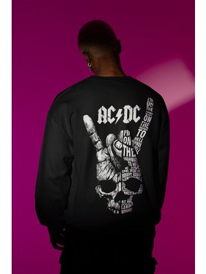 Sevbano Müzik Grubu Ac Dc Baskılı Unisex Oversize Sweatshirt