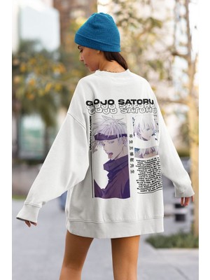 Sevbano Gojo Satoru Baskılı Unisex Oversize Anime Sweatshirt
