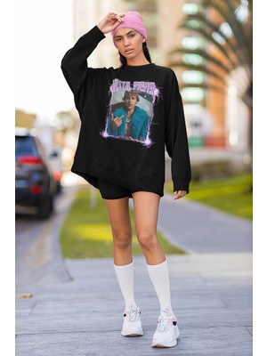 Sevbano Justin Bieber Baskılı Unisex Oversize Şarkıcı Sweatshirt