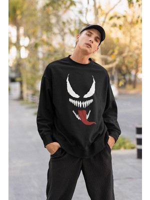 Sevbano Tasarım Venom Baskılı Unisex Oversize Film Sweatshirt