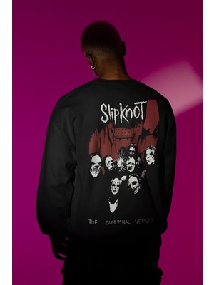 Sevbano Slipknot Baskılı Unisex Oversize Rock Metal Müzik Grubu Sweatshirt